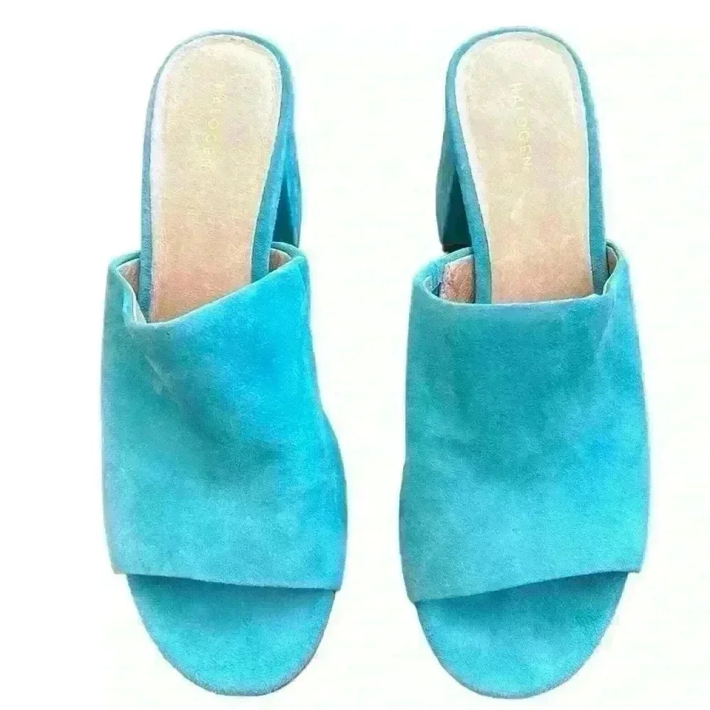 HALOGEN Chunky Heel Aqua Marine Blue Suede size 8.5​